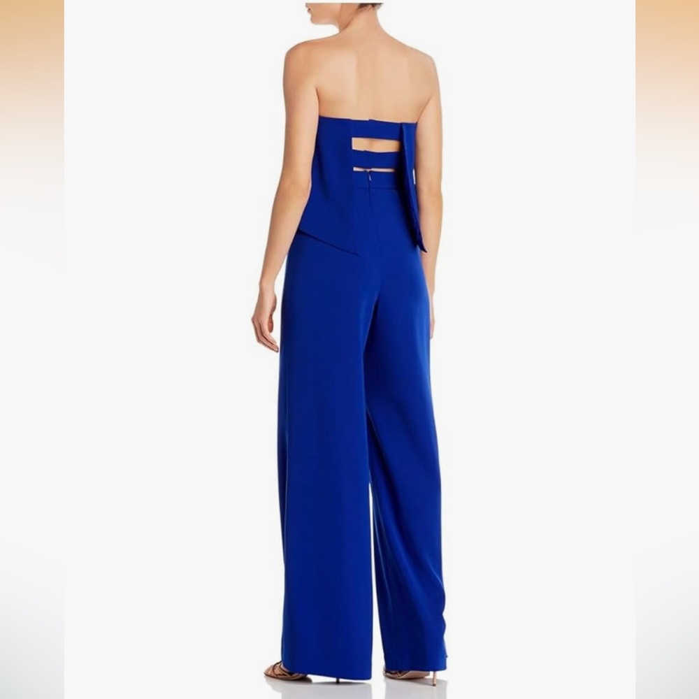 Mimi and Dottie Blue Stretch Popover Strapless Wide Leg Jumpsuit 10 (bin FF) - Picture 2 of 13